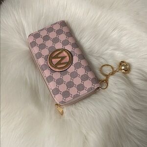 Elegant Pink Checkered Women's Wallet